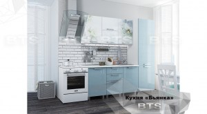 Кухня с фотопечатью Бьянка 2100 Голубые блестки (BTS)